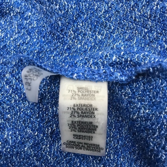 Karl Lagerfeld Paris Blue Open Front Drape Waterfall Cardigan Sweater Me… - Picture 6 of 7